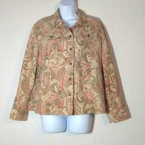 Womens Paisley Print Cottage Western Boho Chic Cute Lightweight Spring Jacket